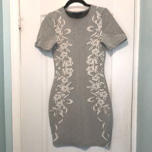 Gray floral bodycon knit dress sz 6